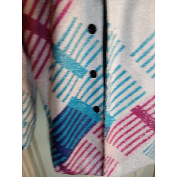 Vlitvba Button Up Coat Red And Blue Pattern Pockets Women's Sz XL Boho Preppy - Picture 3 of 9